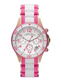 Marc Jacobs Rock Chrono White Dial Two Tone Rubber Strap Watch for Women - MBM2593