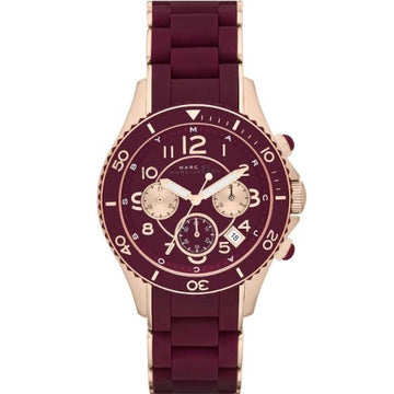 Marc Jacobs Rock Chrono Red Dial Red Rubber Strap Watch for Women - MBM2596