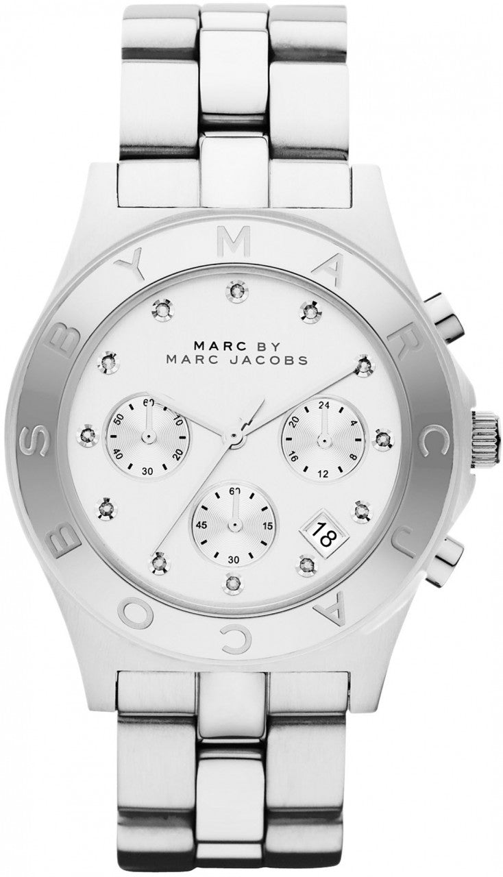 Marc Jacobs Blade White Dial SIlver Stainless Steel Strap Watch for Women - MBM3100