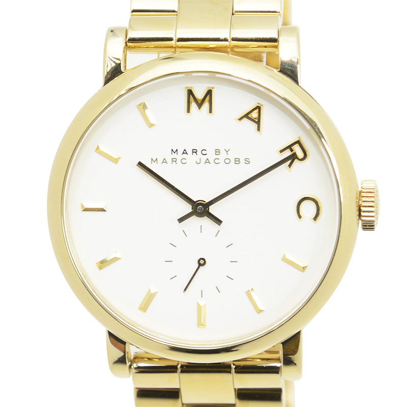 Marc Jacobs Baker White Dial Gold Stainless Steel Strap Watch for Women - MBM3243