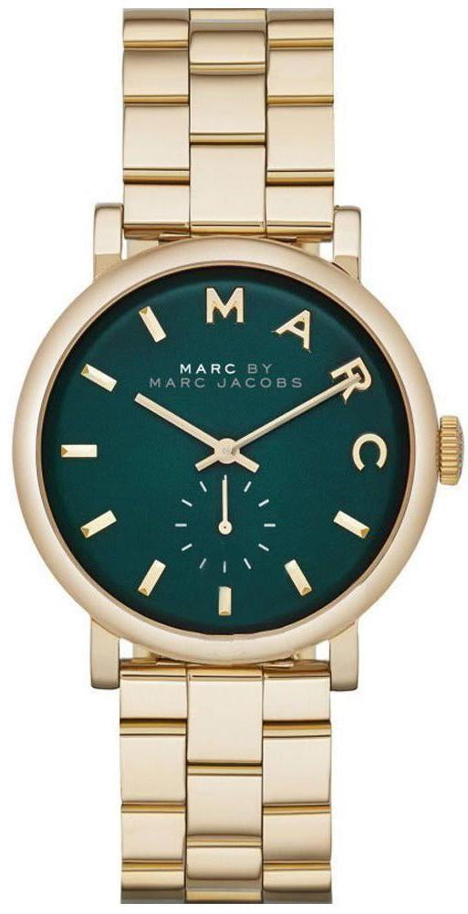 Marc Jacobs Baker Green Dial Gold Stainless Steel Strap Watch for Women - MBM3245