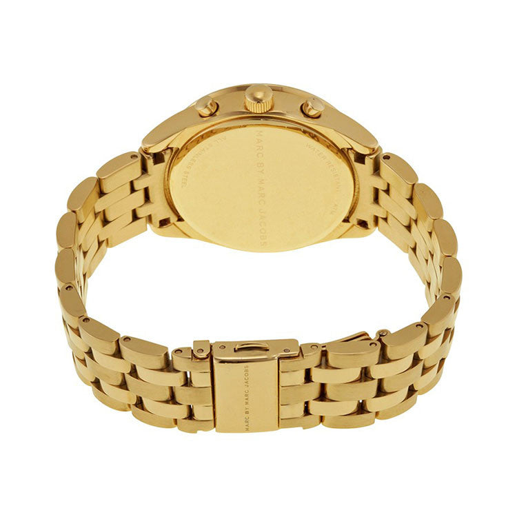 Marc Jacobs Peeker Chronograph Gold Dial Gold Stainless Steel Strap Watch for Women - MBM3393