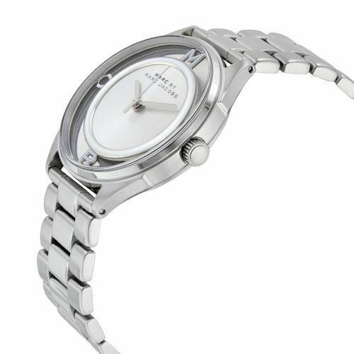 Marc Jacobs Tether Transparent Silver Dial Stainless Steel Strap Watch for Women - MBM3412