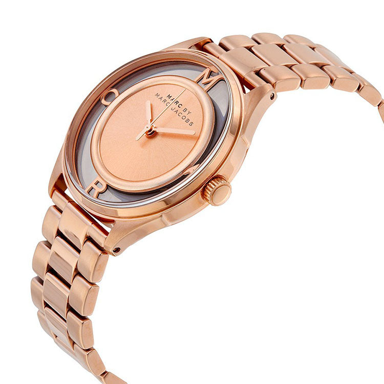 Marc Jacobs Tether Rose Gold Transparent Dial Stainless Steel Strap Watch for Women - MBM3414