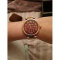 Michael Kors Skylar Maroon Dial Rose Gold Steel Strap Watch for Women - MK6086