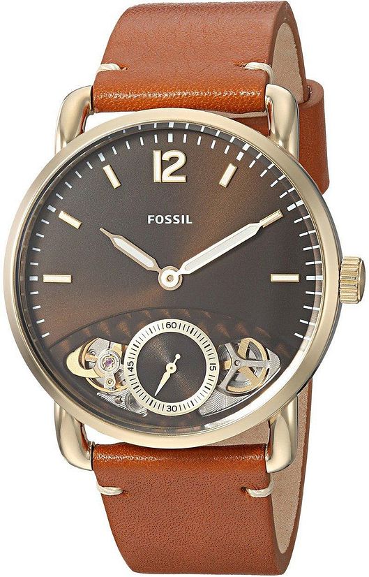 Fossil The Commuter Twist Black Dial Brown Leather Strap Watch for Men -  ME1166