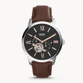 Fossil Townsman Automatic Black Dial Brown Leather Strap Watch for Men - ME3061