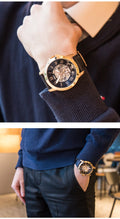 Fossil Grant Automatic Skeleton Navy Blue Dial Navy Blue Leather Strap Watch for Men - ME3102