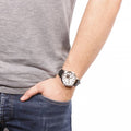 Fossil Townsman Automatic White Dial Black Leather Strap Watch for Men - ME3104