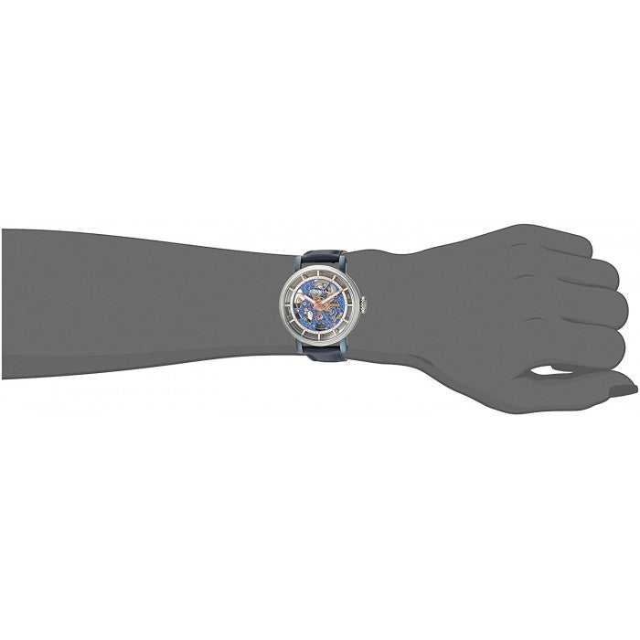 Fossil Boyfriend Skeleton Silver Dial Blue Leather Strap Watch for Women - ME3136