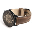 Fossil Townsman Automatic Black Dial Brown Leather Strap Watch for Men - ME3155