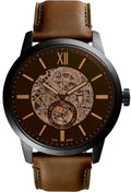 Fossil Townsman Automatic Black Dial Brown Leather Strap Watch for Men - ME3155