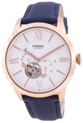 Fossil Townsman Automatic White Dial Navy Blue Leather Strap Watch for Men - ME3171