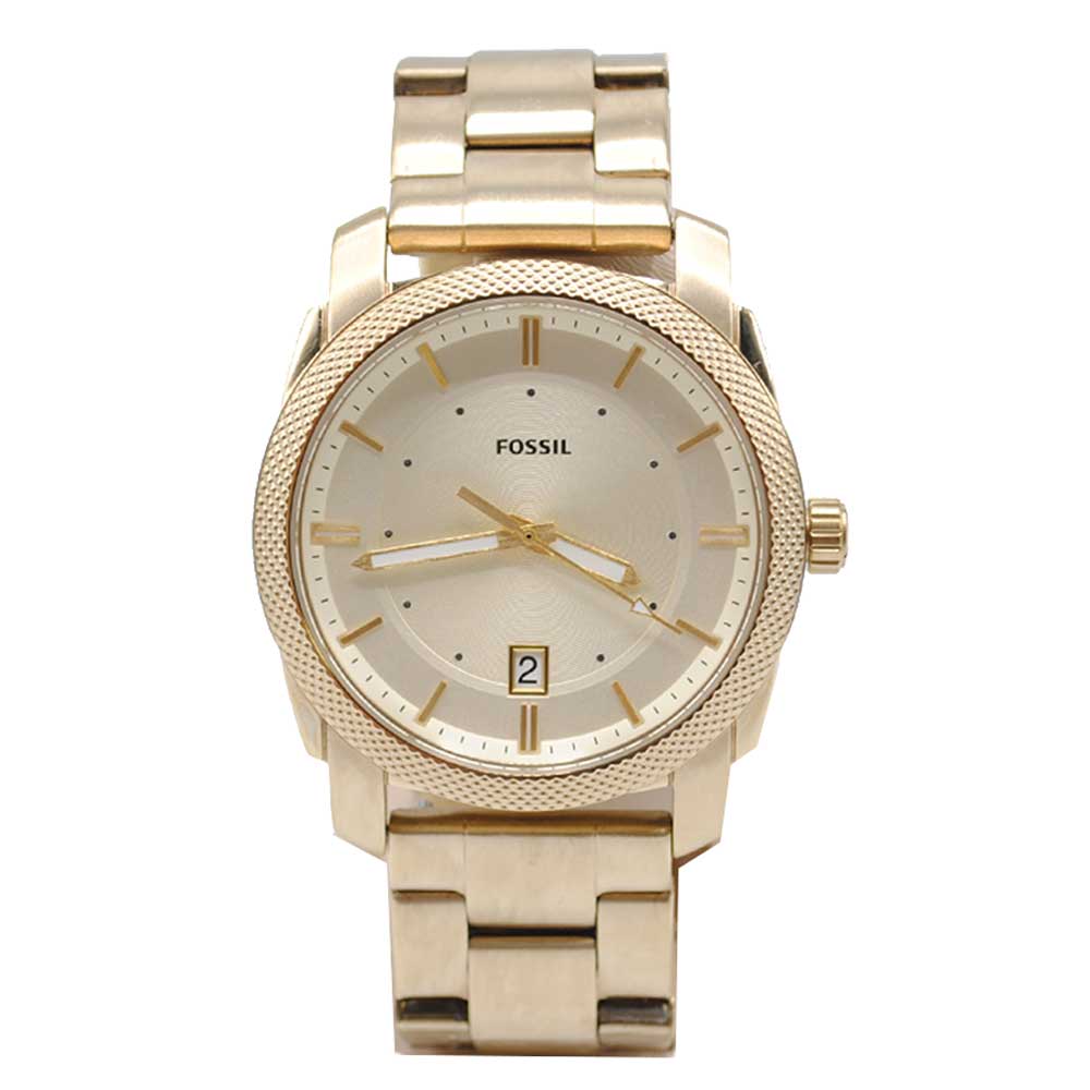 Fossil Machine Gold Dial Gold Steel Strap Watch for Men - FS5264