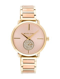 Michael Kors Portia Rose Gold Dial Two Tone Steel Strap Watch for Women - MK3706