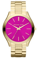 Michael Kors Slim Runway Pink Dial Rose Gold Steel Strap Watch for Women - MK3264