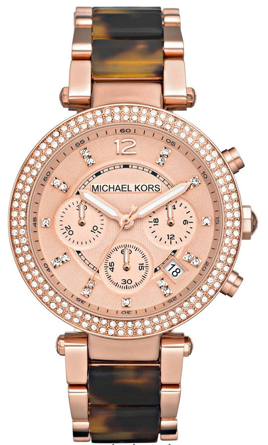 Michael Kors Parker Rose Gold Dial Two Tone Steel Strap Watch for Women - MK5538