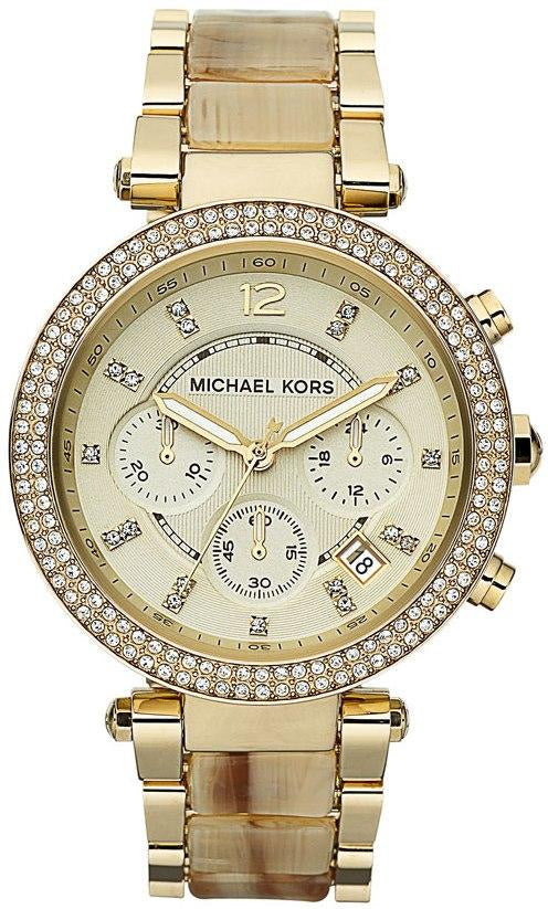 Michael Kors Parker Chronograph Gold Dial Gold Steel Strap Watch for Women - MK5632