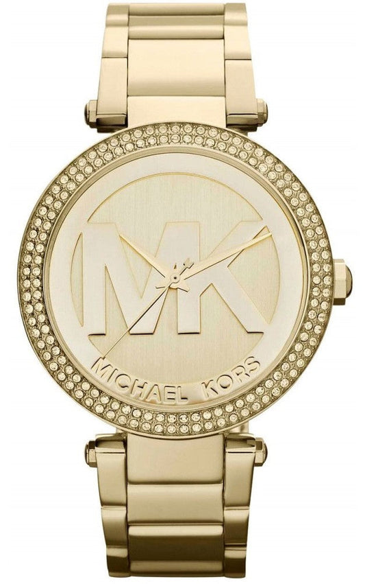 Michael Kors Parker Gold Dial with Diamonds Gold Steel Strap Watch for Women - MK5784