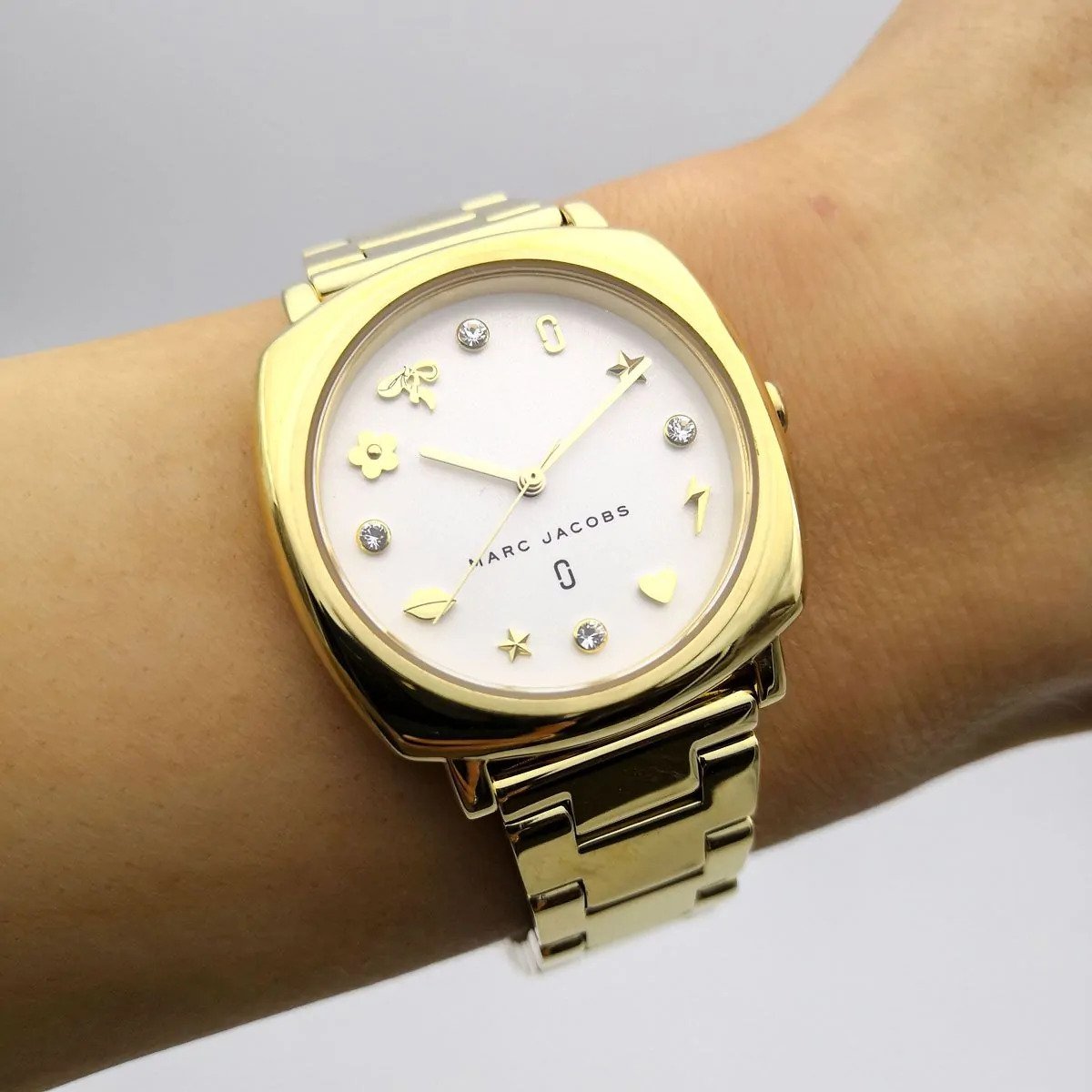 Marc Jacobs Mandy White Dial Gold Stainless Steel Strap Watch for Women - MJ3573