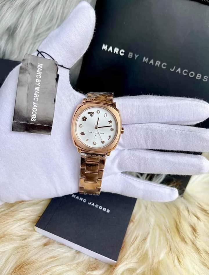 Marc Jacobs Mandy White Dial Rose Gold Stainless Steel Strap Watch for Women - MJ3574