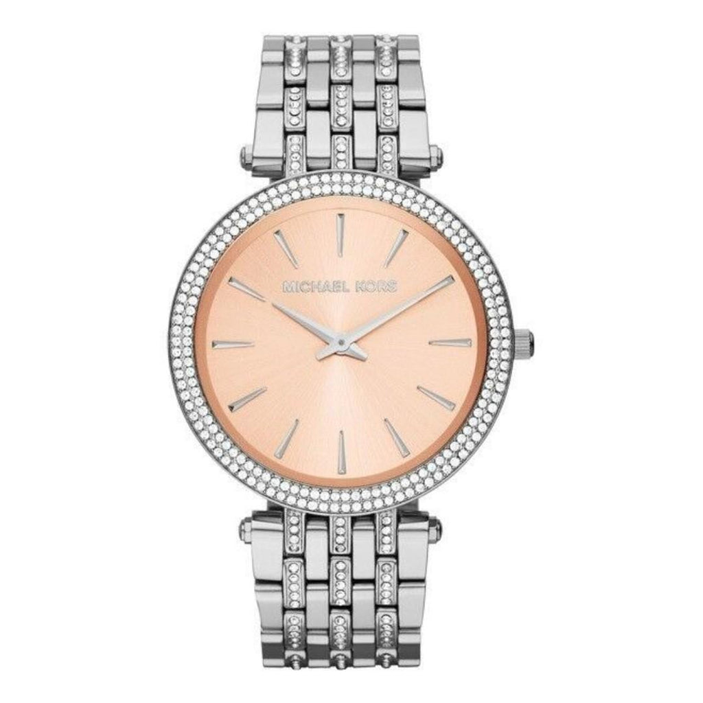 Michael Kors Darci Orange Dial Silver Stainless Steel Strap Watch for Women - MK3218