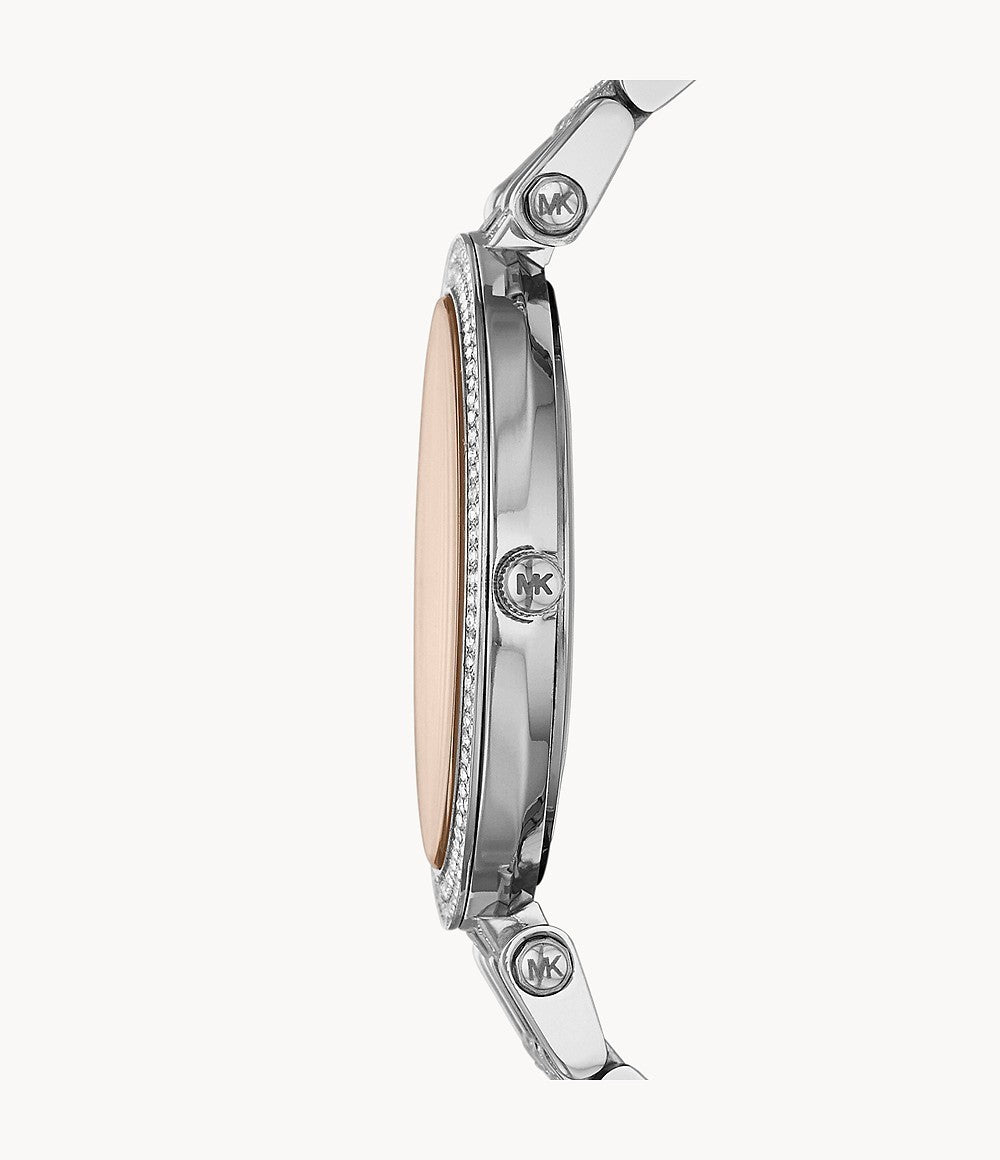 Michael Kors Darci Orange Dial Silver Stainless Steel Strap Watch for Women - MK3218