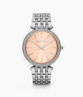 Michael Kors Darci Orange Dial Silver Stainless Steel Strap Watch for Women - MK3218