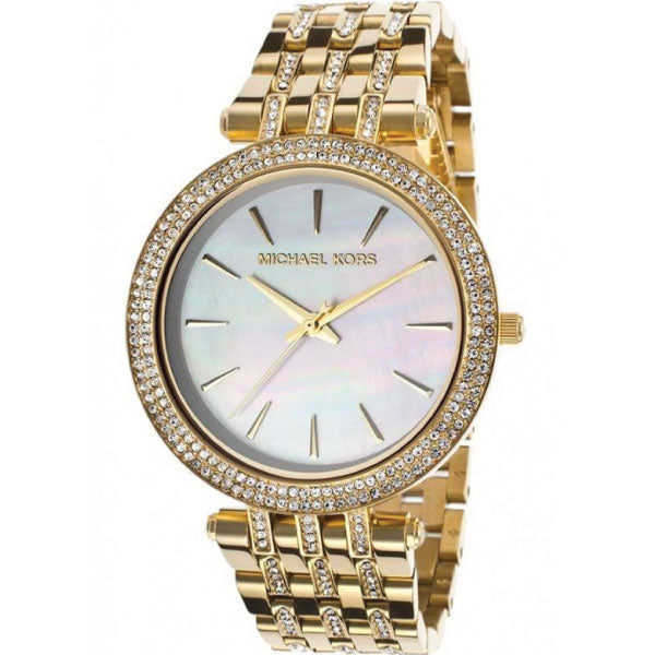 Michael Kors Darci Mother of Pearl Dial Gold Steel Strap Watch for Women - MK3219