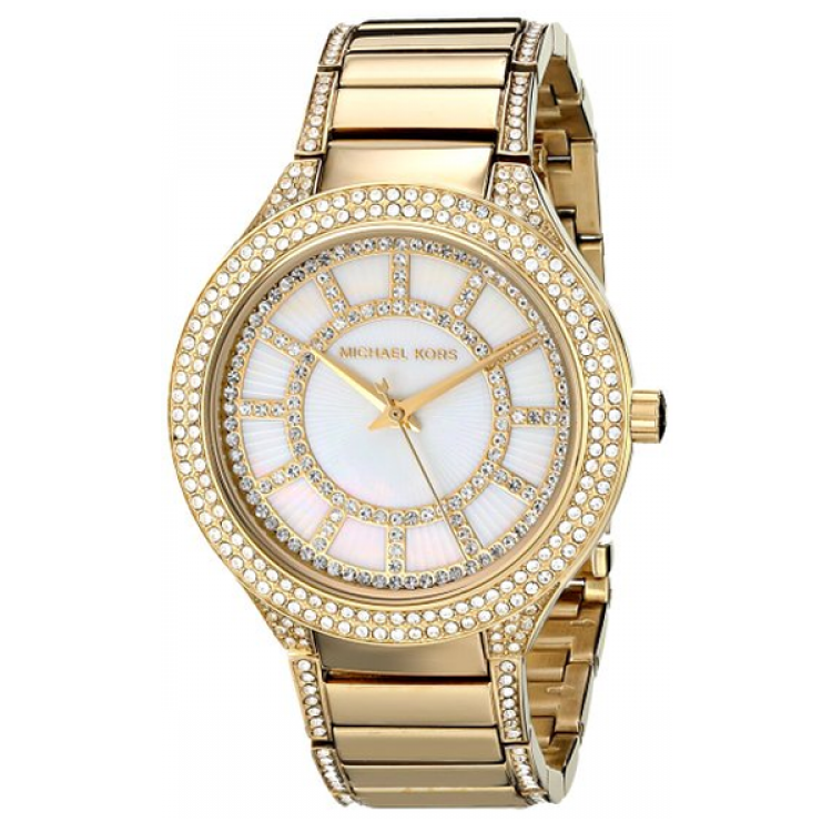 Michael Kors Kerry Mother of Pearl Dial Gold Steel Strap Watch for Women - MK3312