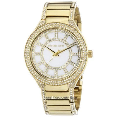 Michael Kors Kerry Mother of Pearl Dial Gold Steel Strap Watch for Women - MK3312