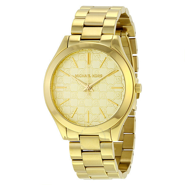 Michael Kors Slim Runway Gold Dial Gold Steel Strap Watch for Women - MK3335