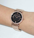 Michael Kors Catlin Black Diamonds Dial Rose Gold Steel Strap Watch for Women - MK3356