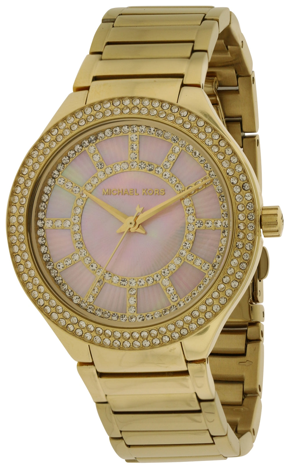 Michael Kors Kerry Mother of Pearl Dial Gold Steel Strap Watch for Women - MK3396