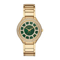 Michael Kors Kerry Green Dial Gold Steel Strap Watch for Women - MK3409