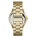 Michael Kors Slim Runway Green Dial Gold Steel Strap Watch for Women - MK3435