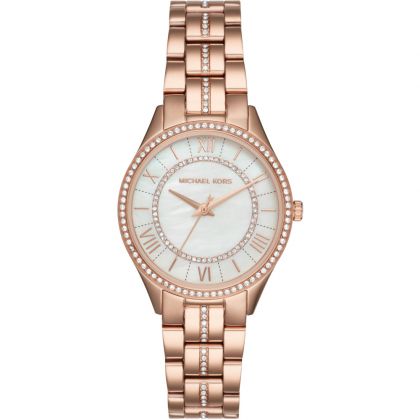 Michael Kors Lauryn Mother of Pearl Dial Rose Gold Steel Strap Watch for Women - MK3716