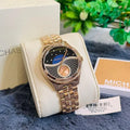 Michael Kors Lauryn Blue Dial Rose Gold Steel Strap Watch for Women - MK3723