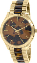 Michael Kors Slim Runway Tortoise Shell Dial Two Tone Steel Strap Watch for Women - MK4284