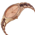 Michael Kors Slim Runway Rose Gold Dial Two Tone Steel Strap Watch for Women - MK4294