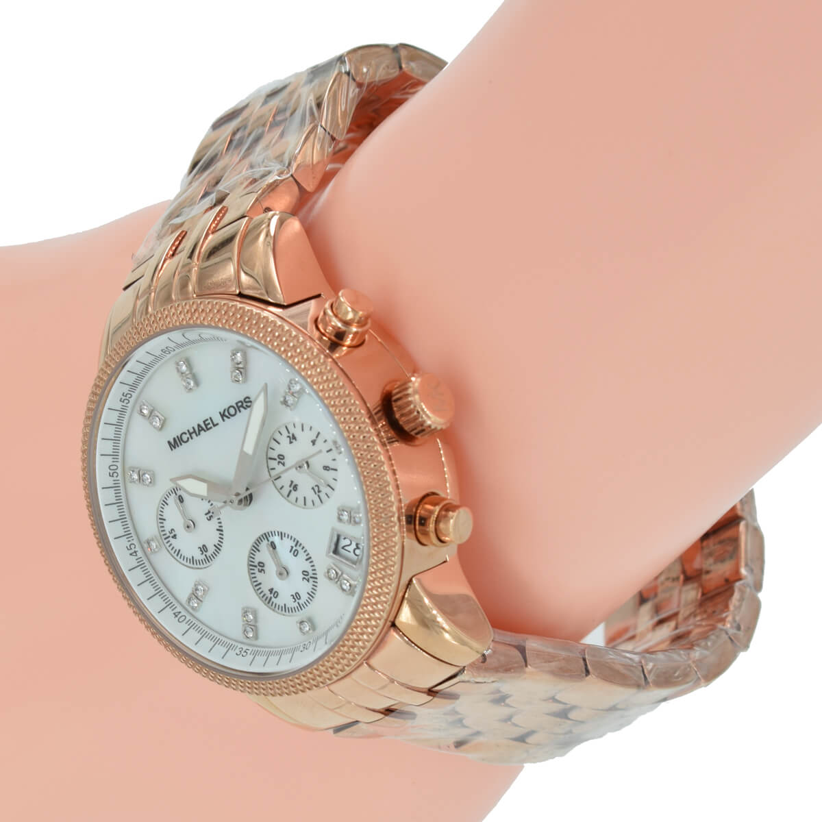 Michael Kors Damen White Dial Rose Gold Steel Strap Watch for Women - MK5026