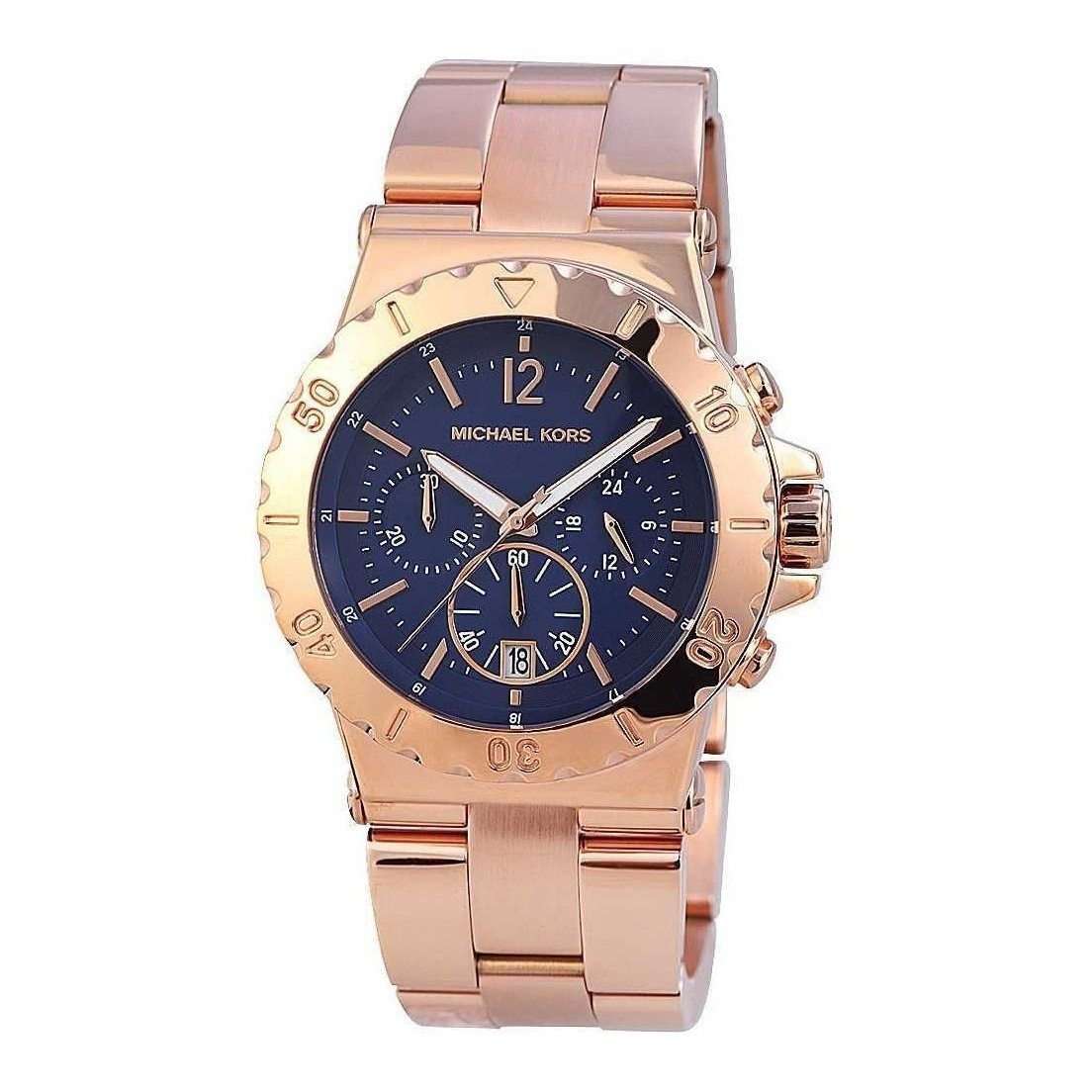 Michael Kors Bel Aire Blue Dial Rose Gold Steel Strap Watch for Women - MK5410