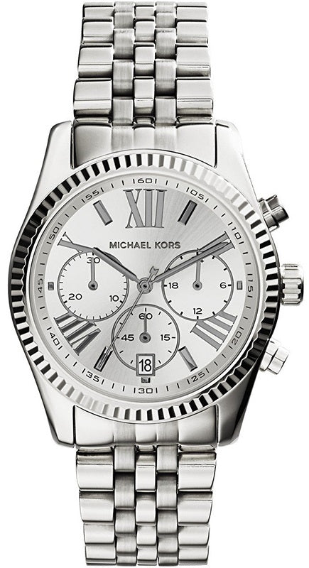 Michael Kors Lexington Silver Dial Silver Steel Strap Watch for Women - MK5555