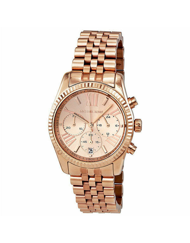 Michael Kors Lexington Rose Gold Dial Rose Gold Steel Strap Watch for Women - MK5569