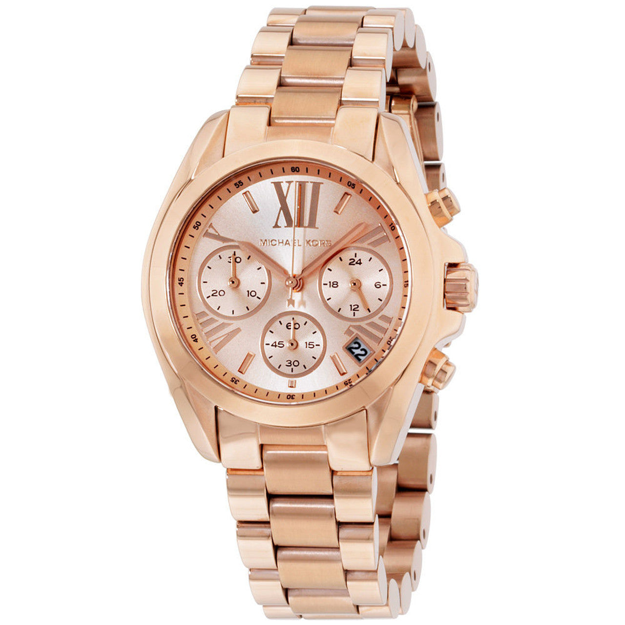 Michael Kors Bradshaw Chronograph Gold Dial Gold Steel Strap Watch for Women - MK5799