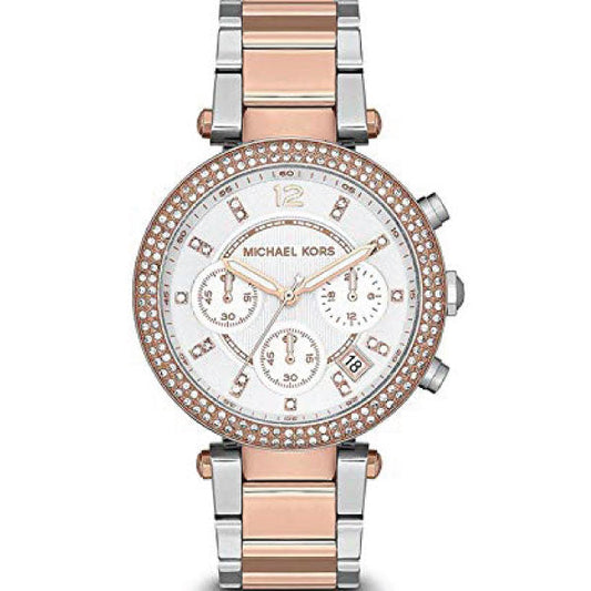 Michael Kors Parker White Dial Two Tone Steel Strap Watch for Women - MK5820