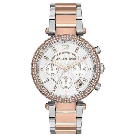 Michael Kors Parker White Dial Two Tone Steel Strap Watch for Women - MK5820