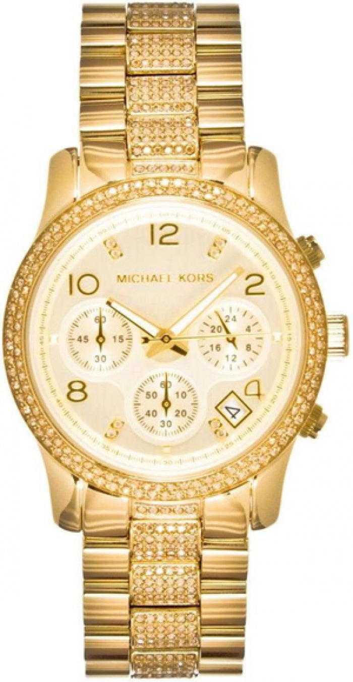 Michael Kors Runway Gold Dial Gold Steel Strap Watch for Women - MK5826