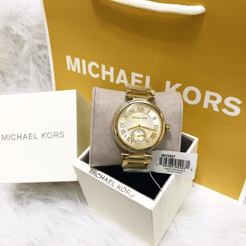 Michael Kors Skylar Gold Dial Gold Steel Strap Watch for Women - MK5867