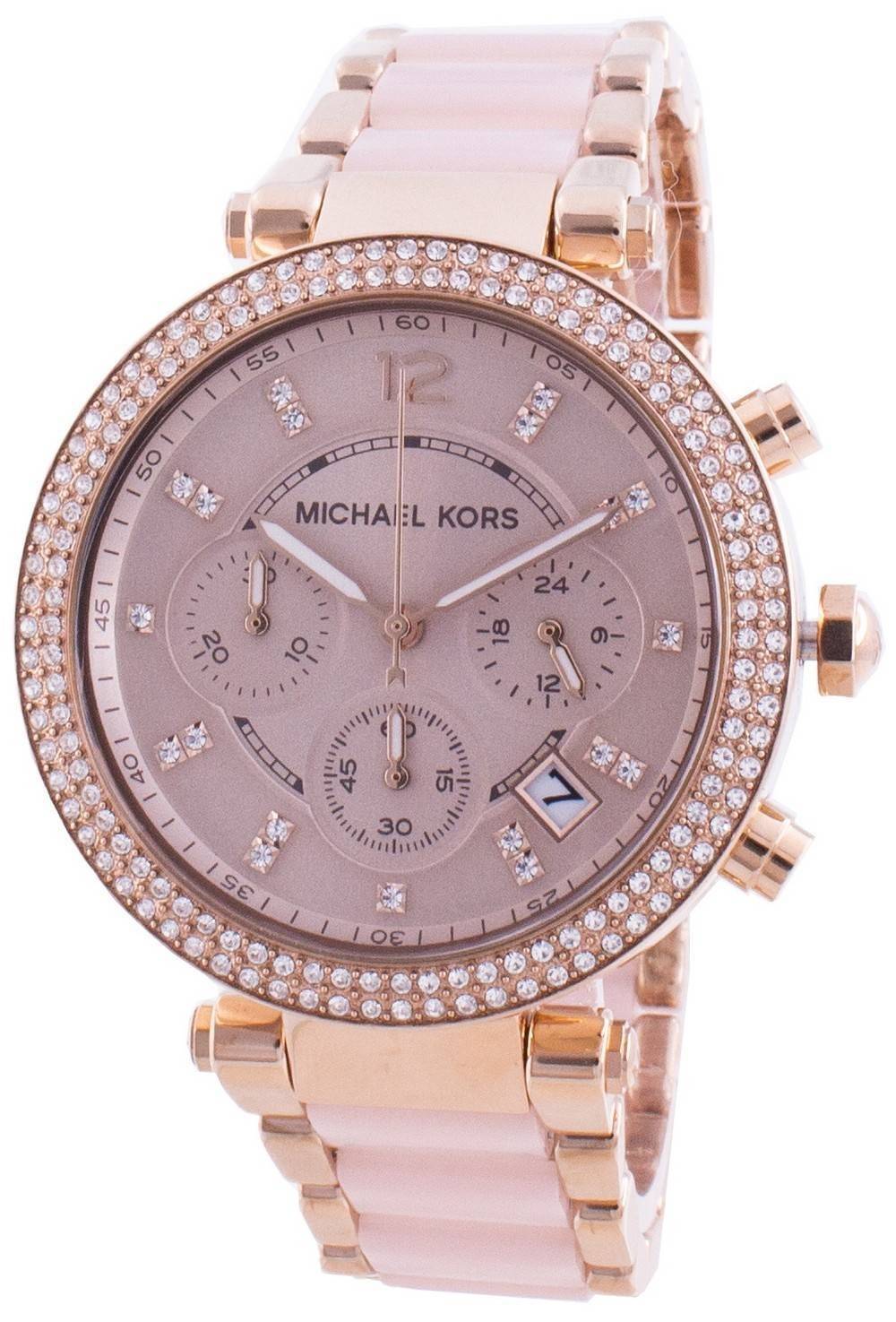 Michael Kors Parker Pink Dial Two Tone Steel Strap Watch for Women - MK5896